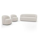 Ver imagem 2 de Kit 02 Poltronas Giratória e 01 Sofá Orgânico Leez 170cm 02 Lugares Bouclê Off White - Desk