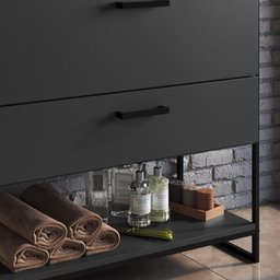 Gabinete Banheiro Industrial 80 Cm 1028 Grafite Aço Preto Pp - 6 Gabinete Banheiro Industrial 80 Cm 1028 Grafite Aço Preto Pp - 6