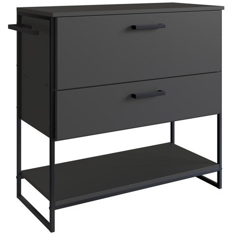 Gabinete Banheiro Industrial 80 Cm 1028 Grafite Aço Preto Pp