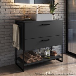 Gabinete Banheiro Industrial 80 Cm 1028 Grafite Aço Preto Pp - 7 Gabinete Banheiro Industrial 80 Cm 1028 Grafite Aço Preto Pp - 7