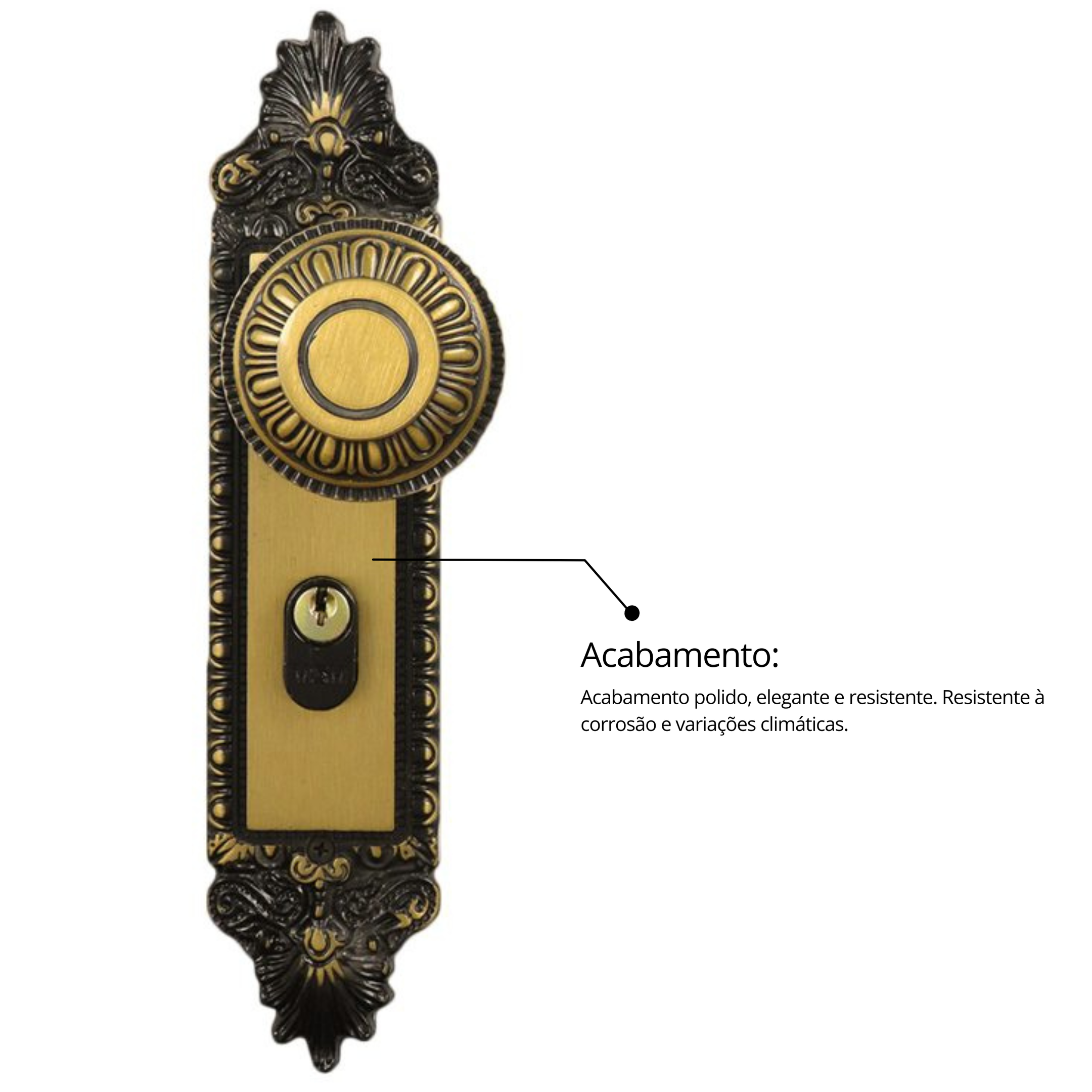 Fechadura Externa Espelho Aço 40mm Mgm Colonial - 8