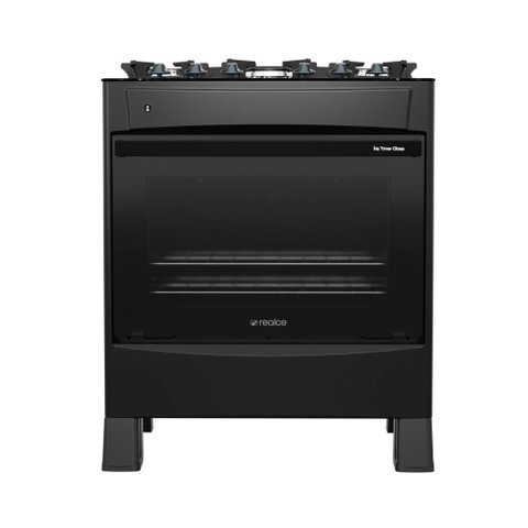 Fogão de Piso 5 Bocas Íris Timer Glass Preto com Tripla Chama e Timer Digital Bivolt - Realce