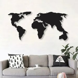Decoração De Parede Em Mdf 6mm Mapa Mundi 88cm X 48cm