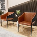 Ver imagem 2 de Kit 3 Cadeiras para Sala de Jantar Estar Living Olívia L02 Couríssimo Camel Preto - Lyam Decor