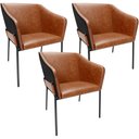 Ver imagem 1 de Kit 3 Cadeiras para Sala de Jantar Estar Living Olívia L02 Couríssimo Camel Preto - Lyam Decor