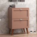Ver imagem 1 de Gabinete para Banheiro com Tampo e Cuba 60cm Retro Mdf Rosa Milano - On Móveis