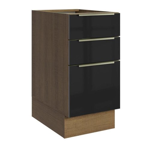 Balcão de Cozinha 40 Cm 3 Gavetas (sem Tampo) Rustic/preto Lux Madesa Rustic/preto