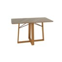 Ver imagem 1 de Mesa Jantar Elma Premium Madeira Maciça c/ Tampo Madeirado c/ Vidro 160x90cm Carvalho/Freijo Bronze
