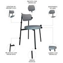 Ver imagem 6 de Cadeira de Jantar Estofada Kit 4 Nyka M25 Linho Cinza Cl - Mpozenato