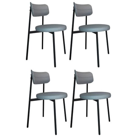 Cadeira de Jantar Estofada Kit 4 Nyka M25 Linho Cinza Cl - Mpozenato