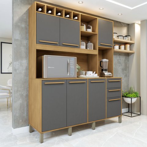 Armário de Cozinha 6 Portas 3 Gavetas Ágata