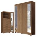 Ver imagem 1 de Guarda Roupa Casal com Cômoda Buriti e Marabá 4 Portas de Bater 6 Gavetas MDF-MDP Espelho Jatobá