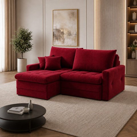 Sofá Cristal Caixa Zero 220cm - Vermelho
