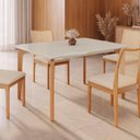 Ver imagem 1 de Mesa para Sala de Jantar 120x90cm Pés Madeira Maciça e Tampo MDF Off com Vidro Off Honda