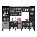 Ver imagem 2 de Cozinha Modulada Completa 6 Peças 320cm 11 Portas 6 Gavetas sem Tampo Mônaco Cinza Chumbo/Titânio