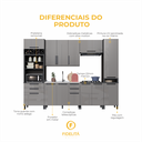 Ver imagem 5 de Cozinha Modulada Completa 6 Peças 320cm 11 Portas 6 Gavetas sem Tampo Mônaco Cinza Chumbo/Titânio
