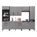 Ver imagem 3 de Cozinha Modulada Completa 6 Peças 320cm 11 Portas 6 Gavetas sem Tampo Mônaco Cinza Chumbo/Titânio
