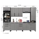 Ver imagem 4 de Cozinha Modulada Completa 6 Peças 320cm 11 Portas 6 Gavetas sem Tampo Mônaco Cinza Chumbo/Titânio