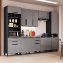 Ver imagem 1 de Cozinha Modulada Completa 6 Peças 320cm 11 Portas 6 Gavetas sem Tampo Mônaco Cinza Chumbo/Titânio