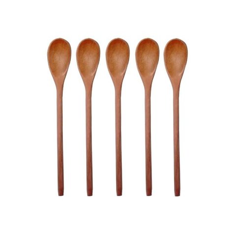 Kit 5 Peças Colher de Pau Madeira Modelos Mingau 27 cm