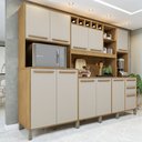 Ver imagem 1 de Armário de Cozinha 11 Portas 2 Gavetas Ágata Bege/Cinamomo/Off White