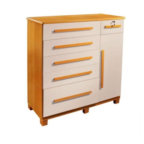 Cômoda 046 6 Gavetas 1 Porta com Sapateira e Pés 100% Mdf Cinamomo Off White - Móveis Valverde