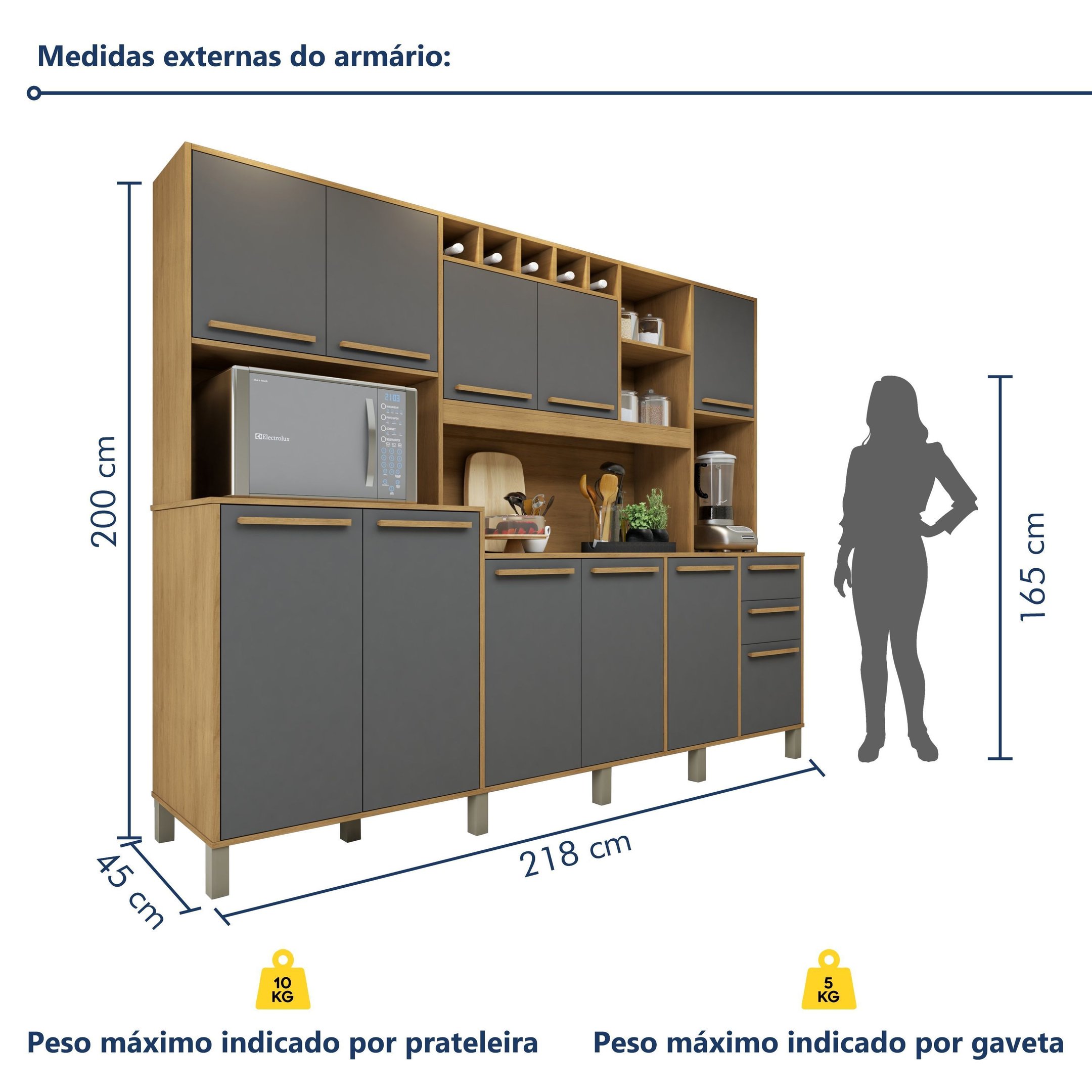 Armário de Cozinha 11 Portas 2 Gavetas Ágata | MadeiraMadeira
