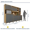 Ver imagem 3 de Armário de Cozinha 11 Portas 2 Gavetas Ágata Cinza/Cinamomo/Grafite