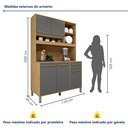 Ver imagem 4 de Armário de Cozinha 5 Portas 1 Gaveta Ágata Cinza/Cinamomo/Grafite