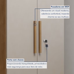 Armário Multiuso 2 Portas com Chave e 5 Prateleiras Asteca   - 5