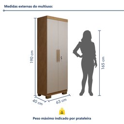 Armário Multiuso 2 Portas com Chave e 5 Prateleiras Asteca   - 9