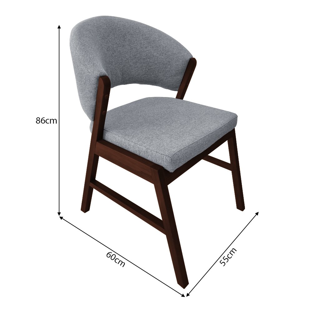 Kit 6 Cadeiras de Jantar Madeira Maciça Castanho Premium Débora Linho Cinza - 6