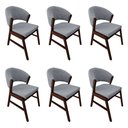 Ver imagem 1 de Kit 6 Cadeiras de Jantar Madeira Maciça Castanho Premium Débora Linho Cinza