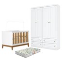 Ver imagem 1 de Berço Americano Flip Branco Acetinado Savana Reller e Guarda Roupa Infantil 4 Portas Branco Hp e Col