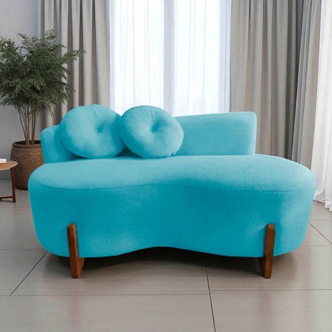 Namoradeira Sofá Feijão Lounge Orgânica Suede Azul Turquesa