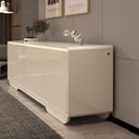 Ver imagem 2 de Aparador Buffet 4 Portas com LED Arcus 218 cm Orgânico - Off White
