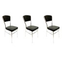 Ver imagem 1 de Cadeira Cozinha Reforço Cromada Assento Grosso Confortável Encosto Estofado Cor Preto Kit 3 Peç