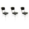 Cadeira Cozinha Reforço Cromada Assento Grosso Confortável Encosto Estofado Cor Preto Kit 3 Peç - 1
