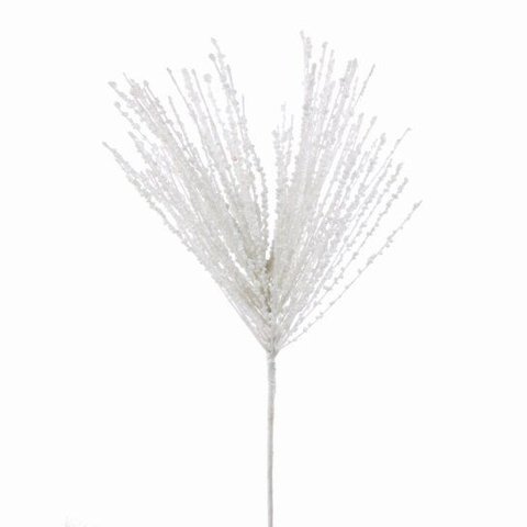 Galhos Decorativos com Folhas e Glitter Branco 30cm | Natal Encantado Formosinha