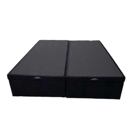 Cama Box Baú King Bipartido Blindado Suede Preto com Pistão a Gás