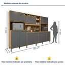 Ver imagem 4 de Armário para Cozinha 13 Portas 2 Gavetas Ágata Cinza/Cinamomo/Grafite