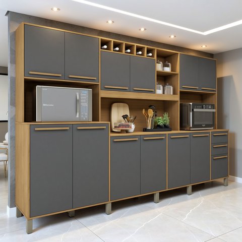Armário para Cozinha 13 Portas 2 Gavetas Agata