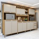Ver imagem 1 de Armário para Cozinha 13 Portas 2 Gavetas Ágata Bege/Cinamomo/Off White