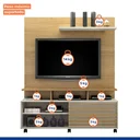 Ver imagem 6 de Estante para TV e Home Theater até 60 Polegadas MDF 150CMX185CM 1 Porta Star Bege