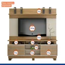 Ver imagem 5 de Estante para TV e Home Theater até 60 Polegadas MDF 182CMX200CM Texas Bege