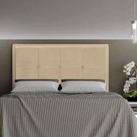 Cabeceira Casal Queen Cama Box 160cm para Quarto Ametista Suede Bege M11 - D’Rossi