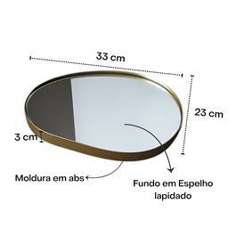 Bandeja Decorativa Espelhada Orgânica 33x23cm Luxo Dourada - 4