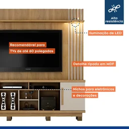 Estante Home para TV até 60 Polegadas com LED 2 Portas Esparta Espresso Móveis - 6