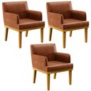 Ver imagem 1 de Kit 3 Poltronas Decorativas Para Sala De Estar E Recepção Beatriz W01 Couríssimo Camel - Lyam