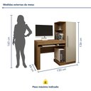 Ver imagem 4 de Mesa para Computador Escrivaninha com Armário Office 1 Gaveta 130cm Cinamomo e Off White Bege